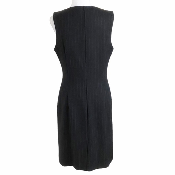 Lk BENNETT VINTAGE DARK GREY PINSTRIPES SLEEVELESS SHEATH FORMAL DRESS - Picture 3 of 10